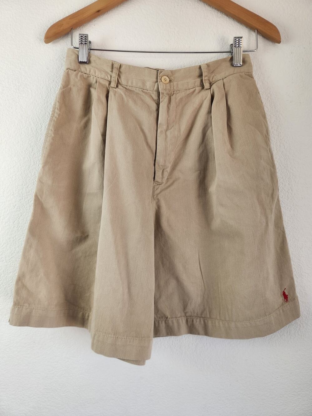 Vintage Ralph Lauren Khaki Shorts Women 8 High Waisted 90s Logo Pleated Union